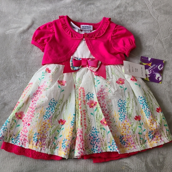 🆕️2pc Baby Floral Dress Cardigan Set - Picture 1 of 10